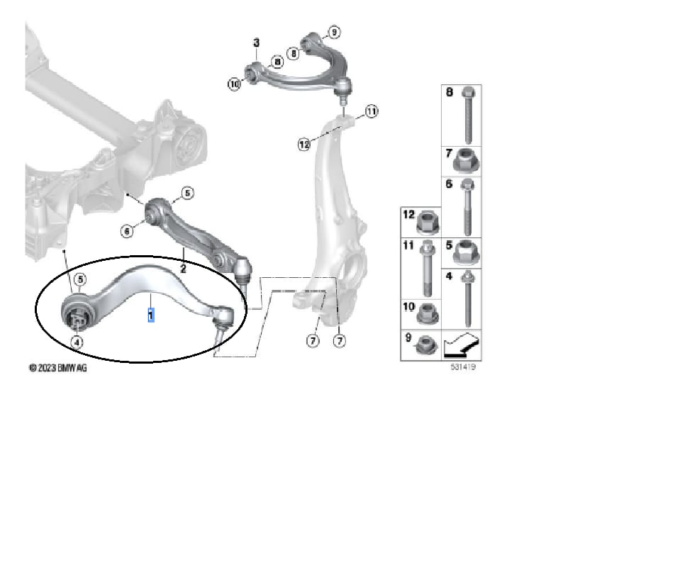 BMW G60 ÖN ÜST SALINCAK SOL 31108833031 - Yedek Parça