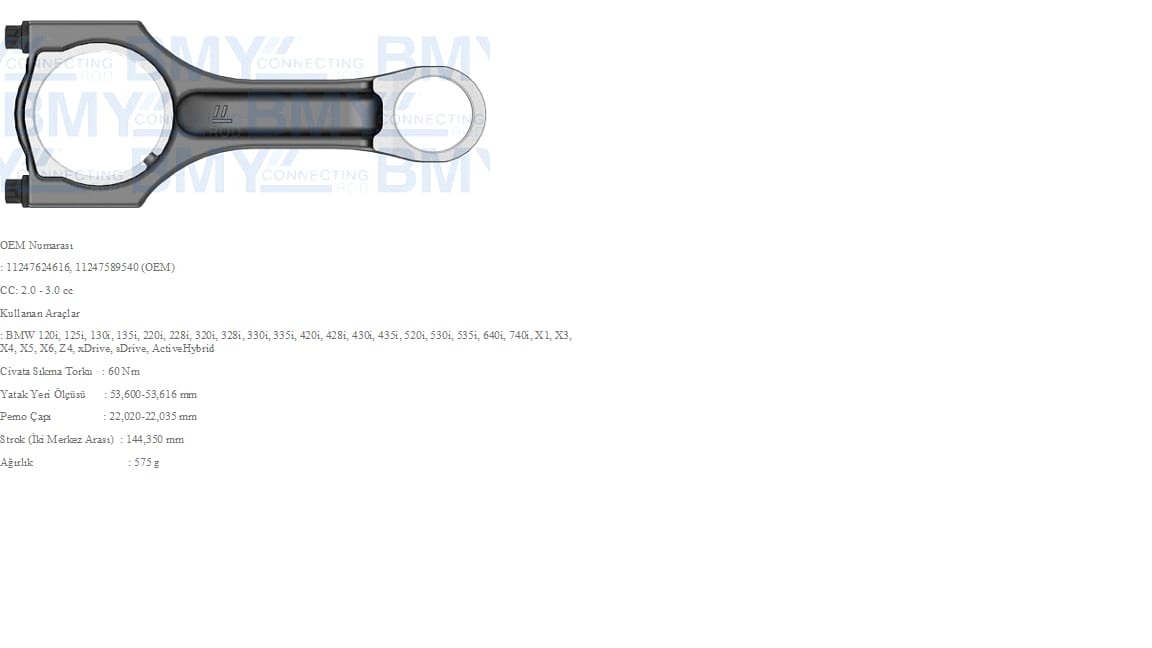BMW N20 PİSTON KOLU ADET 11247624616 - Yedek Parça