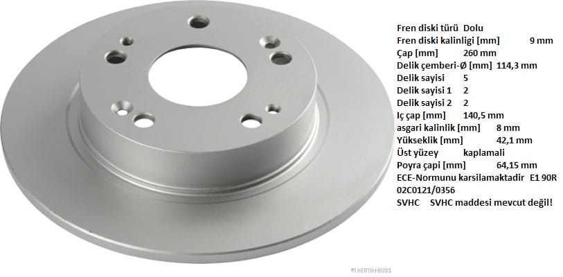 HONDA CIVIC 06-13 ARKA FREN DİSKİ 260-5 42510-SMG-E20 - Yedek Parça