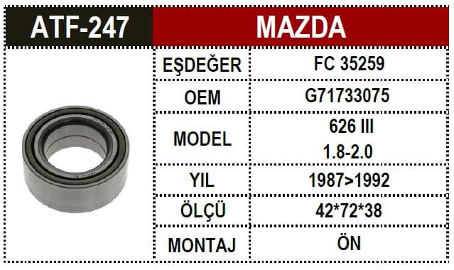 MAZDA 626 III 1.8-2.0 1987>1991 ON AKS RULMANI - Yedek Parça