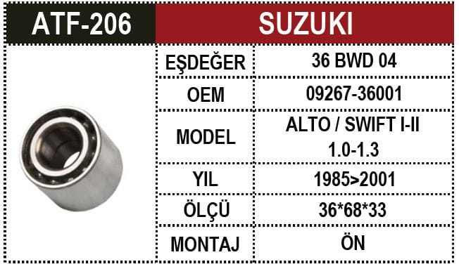 SUZUKI ALTO SWİFT 85-01 ÖN TEKERLEK RULMANI - Yedek Parça
