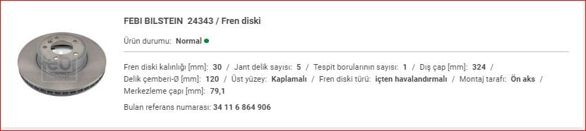 BMW E60 ÖN DİSK 324mm (ADET) 34116864906 - Yedek Parça