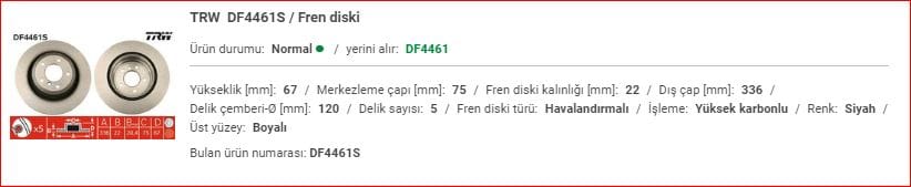 BMW E90-E92 ARKA DİSK ADET 34216855004 - Yedek Parça