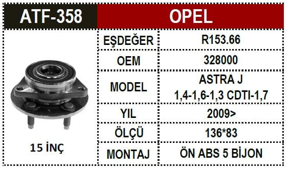 OPEL PORYA ÖN ASTRA J CRUZE ABSLİ 328000 - Yedek Parça
