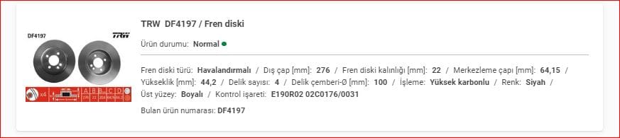 MINI COOPER R50-R53 ÖN FREN DİSKİ TAKIM 34111502891 - Yedek Parça