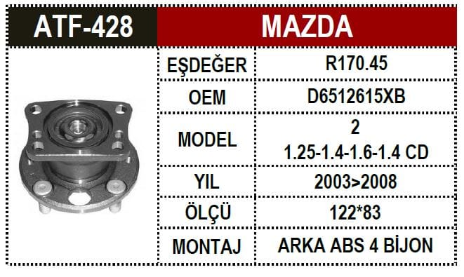 MAZDA 2 07- ARKA TEKER PORYASI ABS Lİ - Yedek Parça