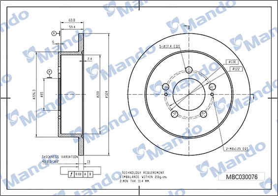 SSANGYONG MUSSO GRAND 19> ARKA FREN DİSKİ - Yedek Parça