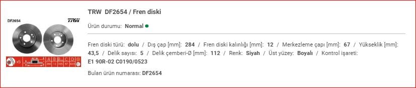 M.BENZ W202 FREN DİSKİ ÖN TAKIM C-180&nbsp;A2024210212 - Yedek Parça