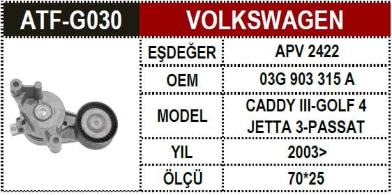VW CADDY PASS 1.9 BJB BKP ŞARZ GERGİSİ 03G903315A - Yedek Parça