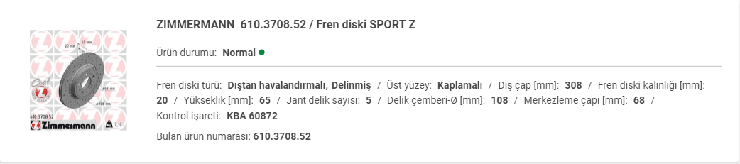 VOLVO XC90 ARKA FREN DİSKİ DELİKLİ 31423152 - Yedek Parça