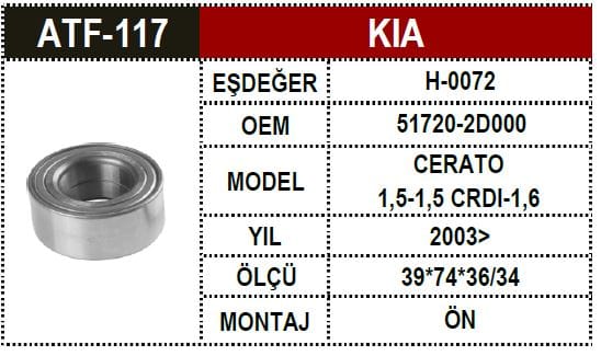 KIA CERATO 04- ÖN AKS RULMANI - Yedek Parça