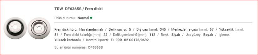 M.BENZ W166 ARKA DİSK ADET A1664230212 - Yedek Parça