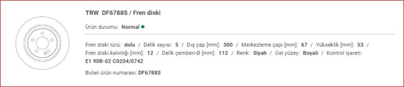 M.BENZ W447 VITO ARKA FREN DİSKİ 2014-ADET A4474230412 - Yedek Parça