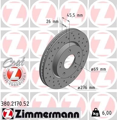 MITSUBISHI LANCER 08- PERFORMANS DELİKLİ ÖN FREN DİSK KAPLAMALI 276-5 - Yedek Parça
