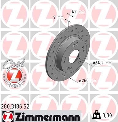 HONDA CIVIC 06-  PERFORMANS DELİKLİ ARKA  FREN DİSKİ KAPLAMALI  260*5 - Yedek Parça
